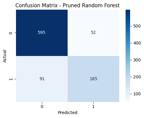 Confusion Matrix for Pruned Random Forest